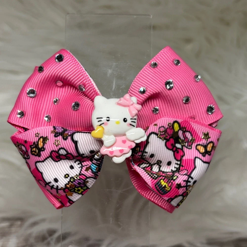 Hello Kitty Pink Small Bow with Rhinestones